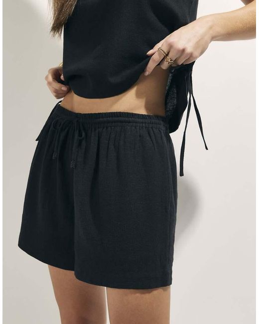 River Island Black Linen Blend Shorts 2X Pack