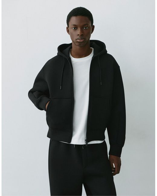 Veste zippée à capuche e Pull&Bear pour homme en coloris Black