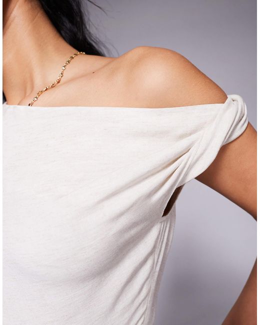 ASOS Natural One Shoulder Twist Detail Top