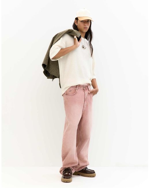 T-shirt coupe carrée en maille à manches courtes - cassé Pull&Bear pour homme en coloris Natural