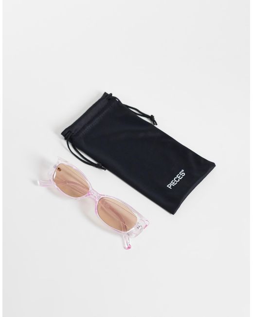 Pieces Natural Rectangular Frame Sunglasses
