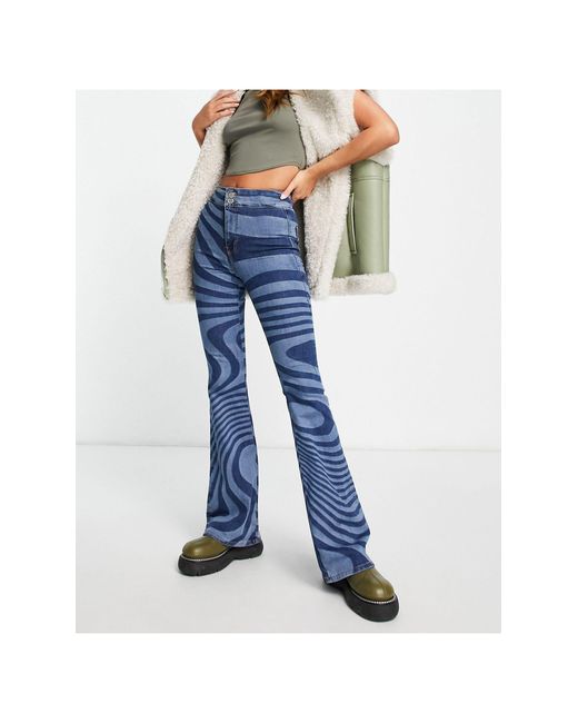 TOPSHOP Stretch Flare Jean in Blue | Lyst