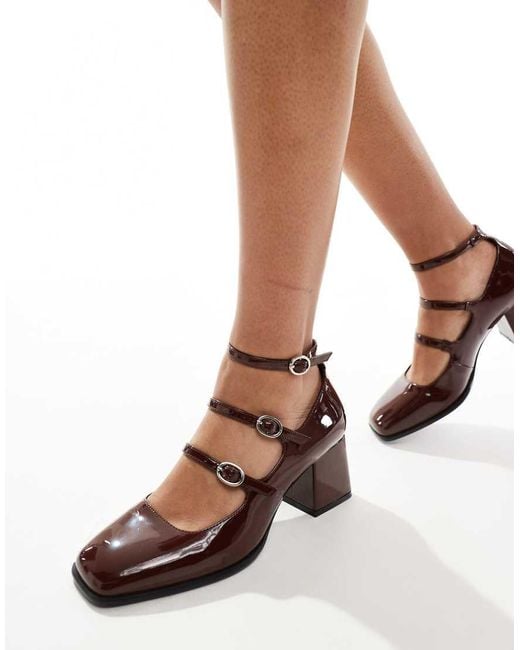 Bershka White Buckle Detail Heeled Mary Janes