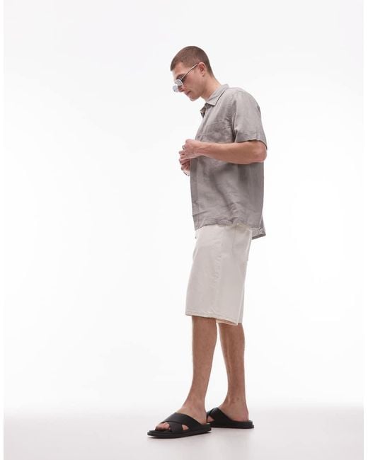 ARKET Gray Pure Linen Relaxed Short Sleeved Shirt for men