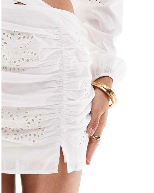 ASOS White Cutout Cutwork Mini Skirt