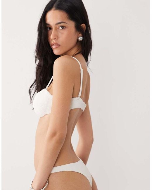 Mango White Textured Bikini Bottoms