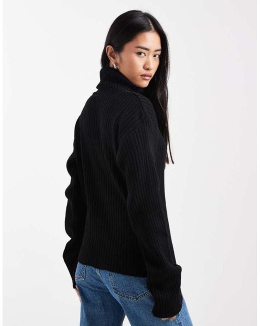 ASOS Black Knitted Funnel Neck Jumper