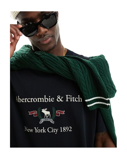Camiseta negra con logo Abercrombie & Fitch de hombre de color Blue