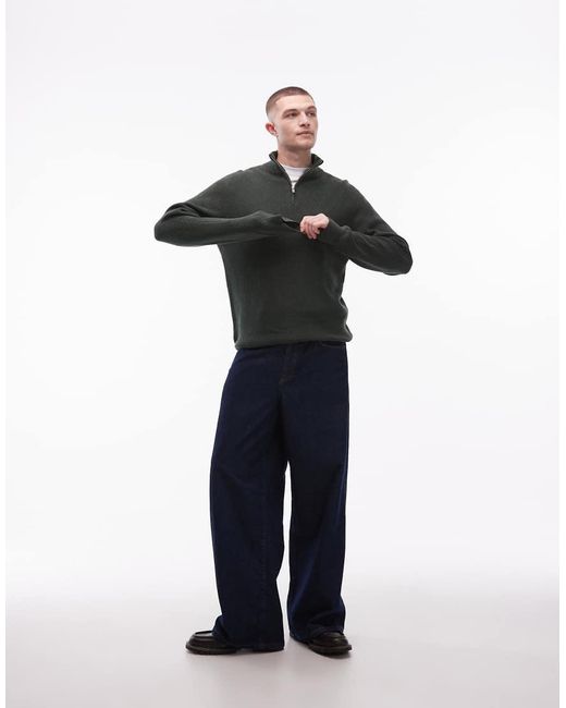 Levi's Blue 1/4 Zip Knitted Jumper for men