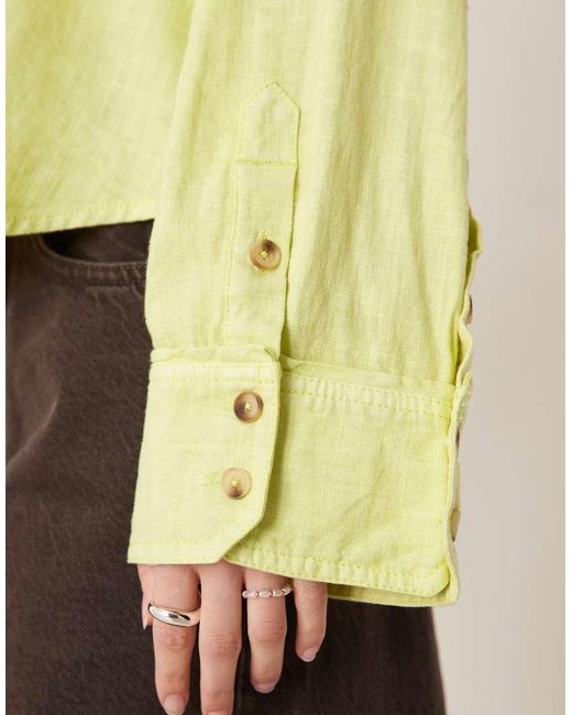 Free People Yellow Linen Rich Laurel Top