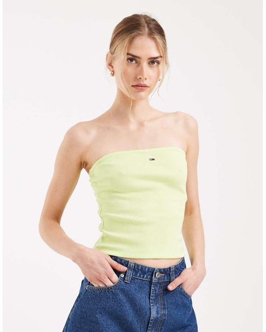 Tommy Hilfiger Green Rib Slim Fit Bandeau Top