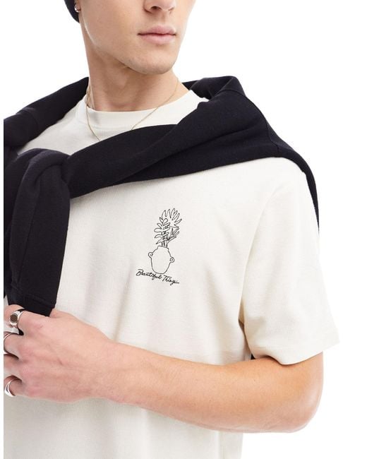 Pull&Bear White Doodle Printed T-shirt for men