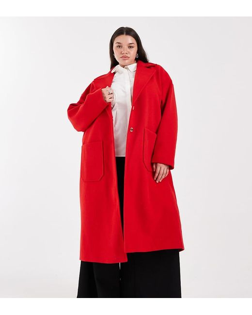 Pieces Plus Red Pieces Curve Longline Tailo Dad Coat