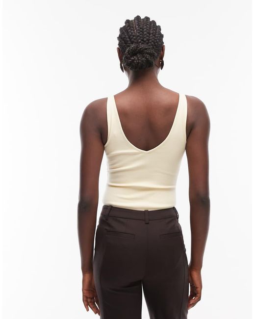 ASOS White Compact Cotton V Neck Bodysuit