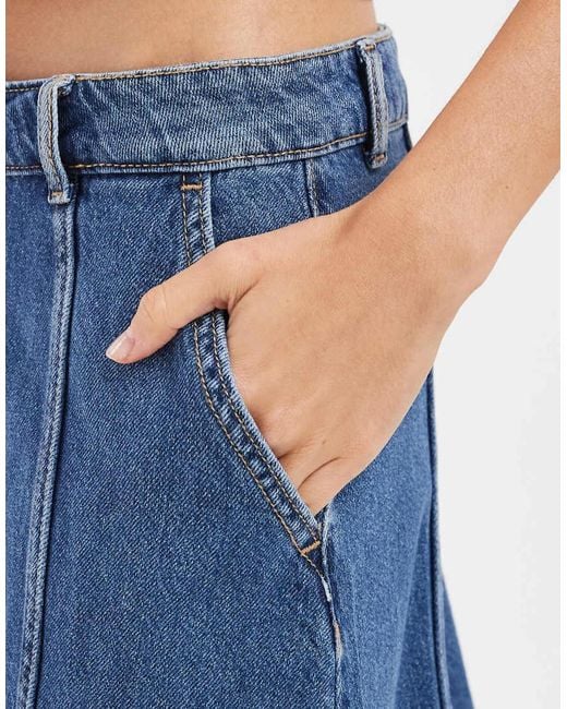 Vero Moda Blue Seam Detail A-line Denim Maxi Skirt