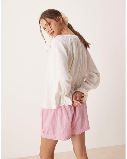 Aware Pink – boho – e bluse mit knopfleiste