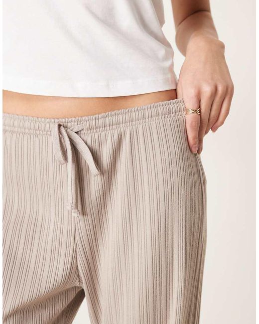 Abercrombie & Fitch Geribbelde Joggingbroek Met Wijde Pijpen in het Natural