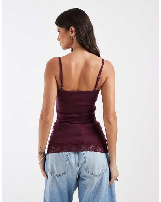 Hollister Purple Lace Trim Cami Top