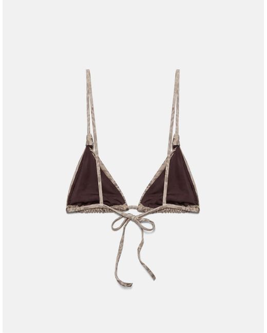 Pull&Bear Brown Gathered Print Bikini Bottoms