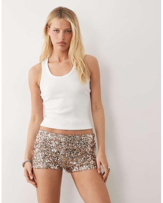 Miss Selfridge White Sequin Booty Short