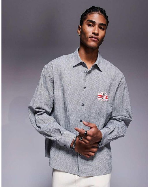 ASOS Gray Boxy Oversized Shirt for men