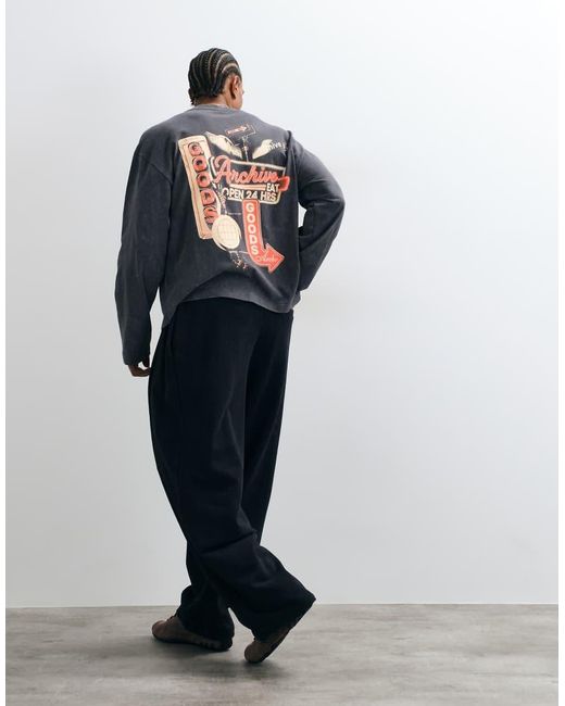 ASOS Blue Pleat Barrel Trackies With Bungee for men