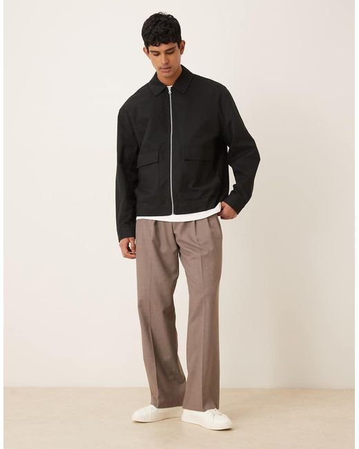 ASOS Black Oversized Harrington Jacket for men