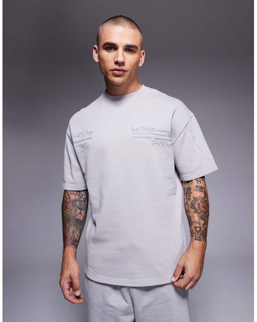 River Island Gray 'le Desir' Oversized T-shirt for men