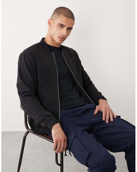 River Island Blue Bomber Jacket for men