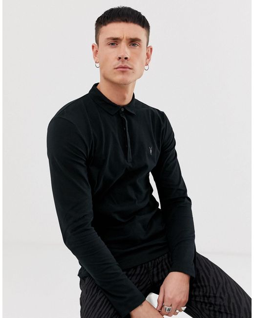 All saints long sleeve polo shirt cheap