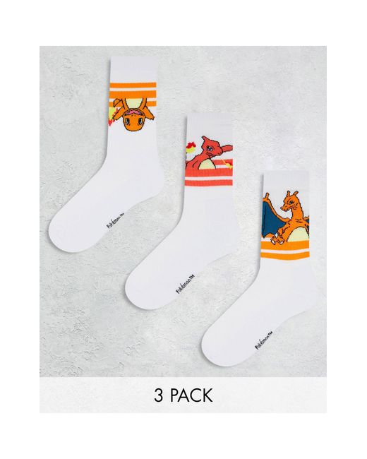 ASOS White 3 Pack Sunset Pokémon Sports Socks for men