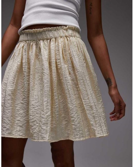 TOPSHOP Gray Flippy Crinkle Mini Skirt