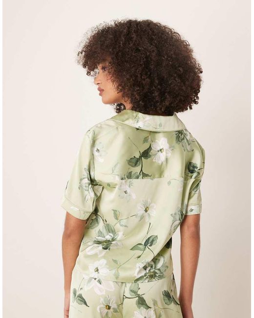 Camisa De Pijama Verde De Manga Corta Con Estampado Floral Y Botones De (Parte De Un Conjunto) Abercrombie & Fitch de color Green