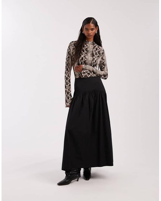 ASOS Black Drop Waist Maxi Skirt