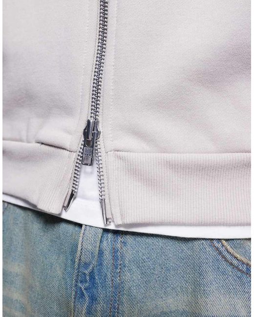 Sudadera Beis De Corte Cuadrado Extragrande Con Capucha Y Cremallera De Tejido Grueso De 400 G/M² Premium De -Neutro ASOS de hombre de color Gray