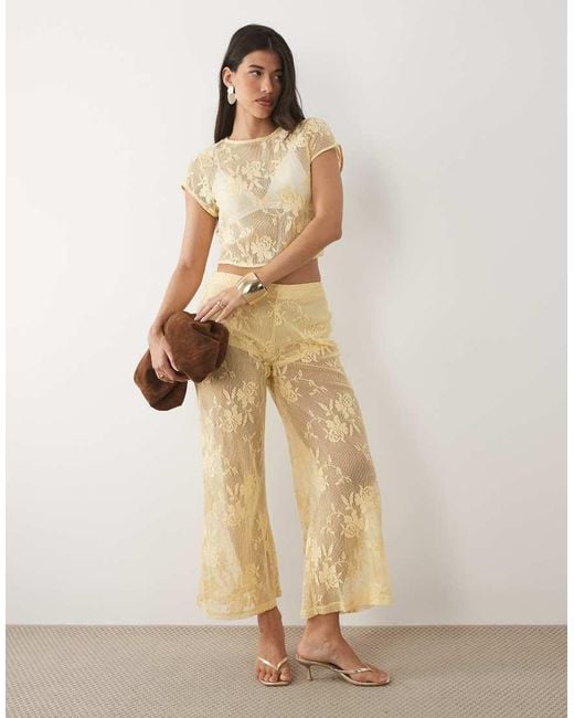 ASOS Natural Crochet Floral Lace Baby Tee