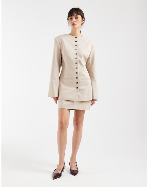 ASOS Natural Tailored High Neck Button Blazer