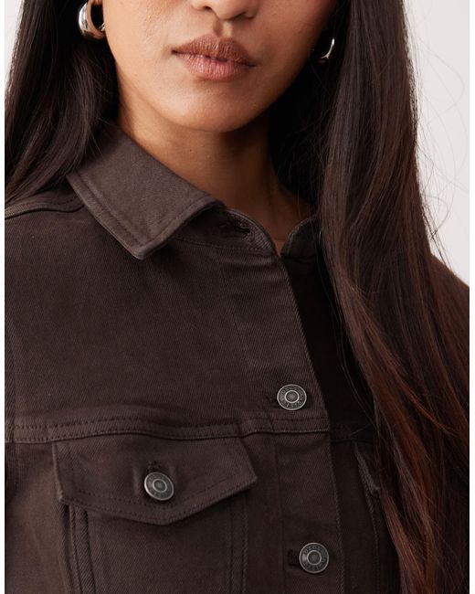 ASOS Natural Denim Long Sleeve Fitted Shirt Dress