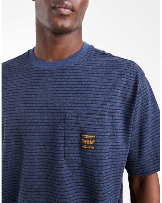 Levi's Blue Workwear Striped Pocket T-shirt for men