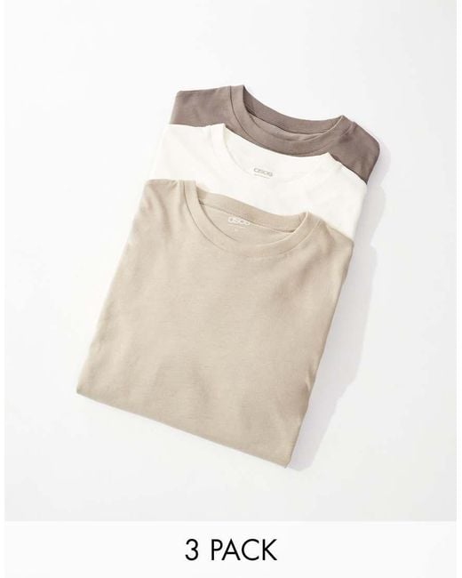 Confezione Da 3 Magliette A Maniche Lunghe Girocollo da Uomo di ASOS in Neutro Lyst