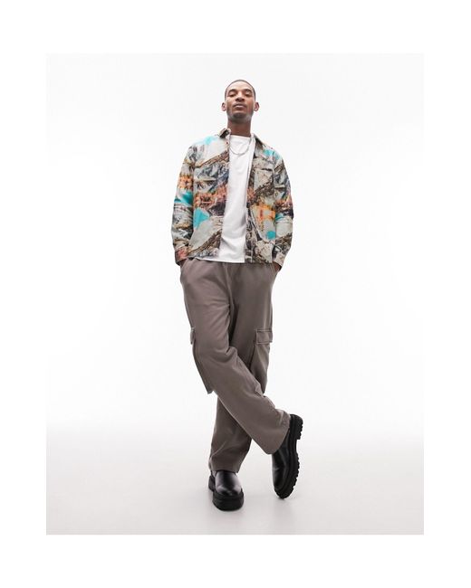 Camicia vestibilità classica a maniche lunghe di Topman in Multicolor da Uomo