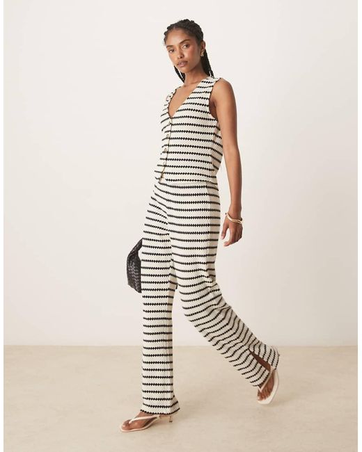 Nobody's Child Natural Textured Stripe Wide Leg Trousers Co-ord