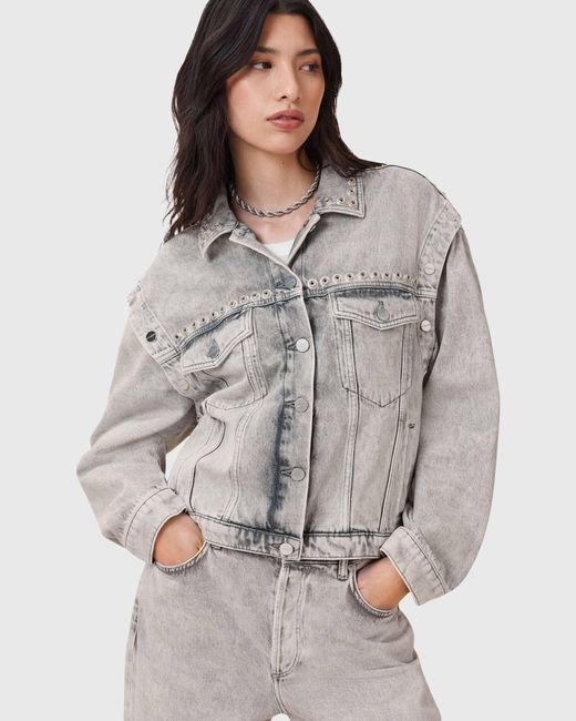 AllSaints Gray Chlo Stud Jacket