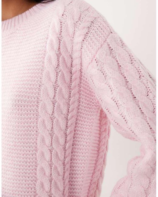 Vila Pink Chunky Cable Knitted Jumper