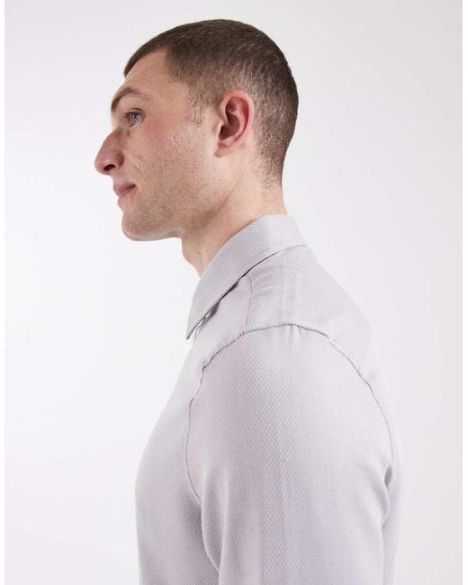 ASOS White Easy Iron Slim Fit Smart Textured Shirt for men