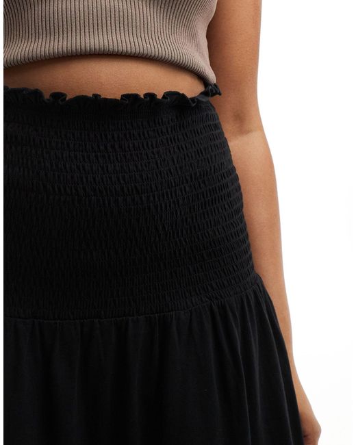 ASOS Black Shirred Waist Low Rise Maxi Skirt