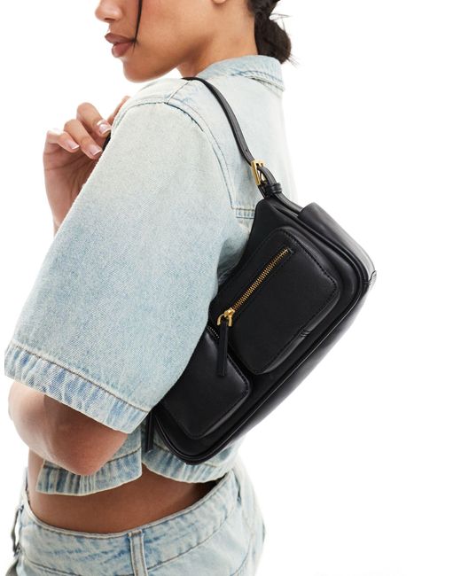 Mango Gray Utility Pocket Shoulder Bag