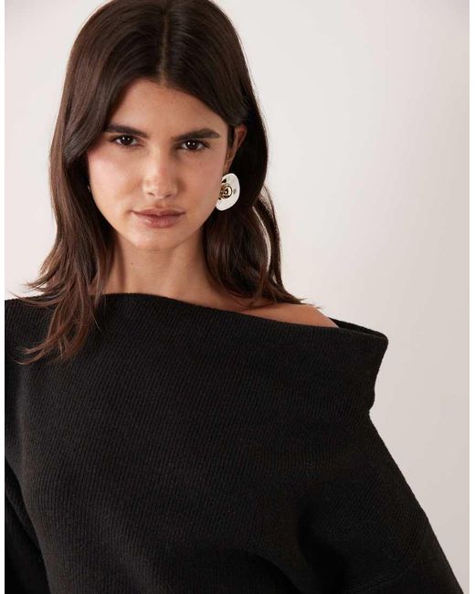 ASOS Black Knitted Off Shoulder Top