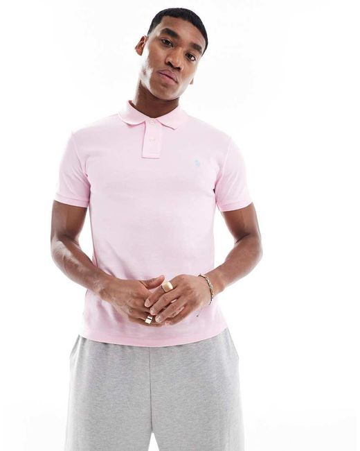Polo Ralph Lauren Slim-Fit Polo Van Piqué Met Icoonlogo in het Pink voor heren