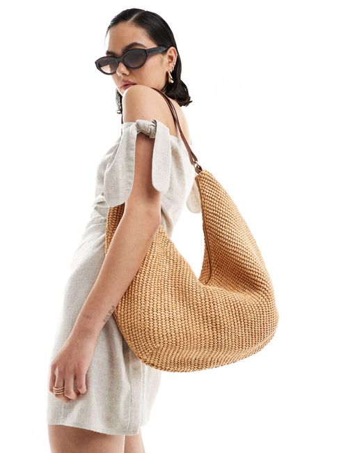 Accessorize White Straw Oversized Shoulder Bag